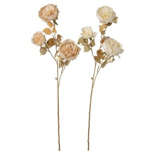 CABBAGE ROSE POLYESTER WHITE/ECRU LARGE ASSORTMENT OF 2