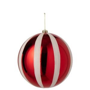 CHRISTMAS BAUBLE POLYSTYRENE WHITE/CHRISTMAS RED LARGE