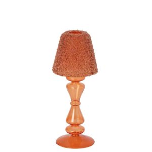 TEALIGHT HOLDER BEADS GLASS ORANGE SMALL