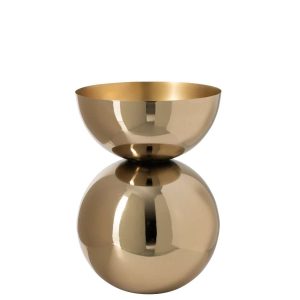 VASE SHINY ROUND METAL GOLD LARGE