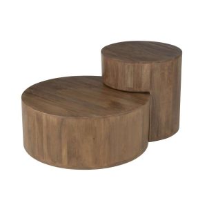 SET OF 2 TABLE TOGE MANGO WOOD BROWN