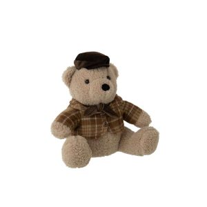 DOORSTOP BEAR CHECKERED POLYESTER BEIGE/DARK BROWN
