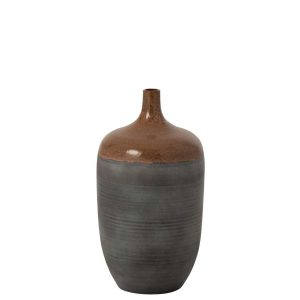 FLOOR VASE BOTTLE CERAMIC CARAMEL/GREY BLUE SMALL