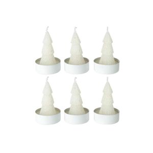 BOX OF 6 CANDLE PINE TREE PARAFFIN OFF-WHITE