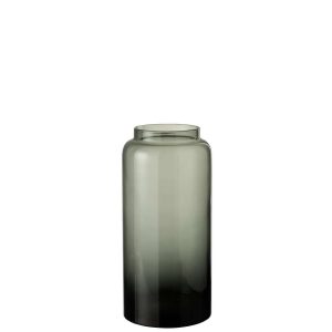 VASE RIGHT LONG GLASS GREY SMALL