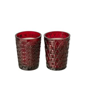 SCENTED CANDLE VICTOR & VICTOIRE WAX BURGUNDY MEDIUM ASSORTMENT OF 2