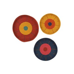 SET OF 3 TRAY WALL DECORATION CIRCLES+LINES SEAGRASS MIX