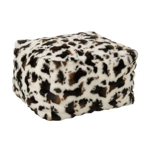 POUFFE COW PATTERN POLYESTER WHITE/DARK BROWN