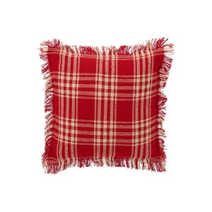 CUSHION CHECKERED COTTON CHRISTMAS RED/WHITE