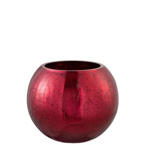 HURRICANE BALL CRACKLE GLASS SHINY RED LARGE