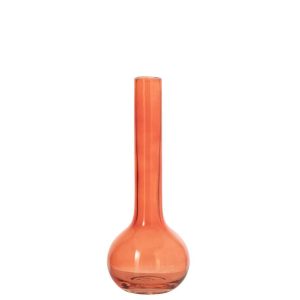 VASE ROUND BASE FLASK GLASS ORANGE SMALL