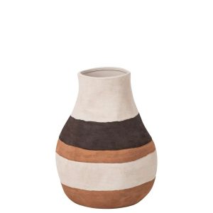 VASE TIERRA STRIPED STONEWARE MULTI MEDIUM