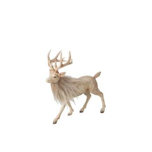 REINDEER POLYRESIN LIGHT BEIGE SMALL