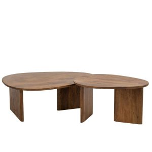 SET OF 2 COFFEE TABLE MANGO WOOD NATURAL