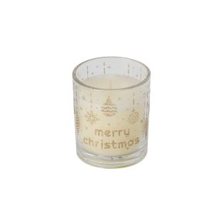CANDLE MERRY CHRISTMAS GLASS TRANSPARENT/GOLD