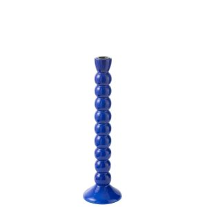 CANDLE HOLDER MANGO WOOD BLUE