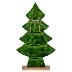 PINE TREE BOW MANGO WOOD NATURAL/DARK GREEN LARGE