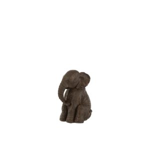 ELEPHANT SITTING POLY DARK BROWN