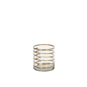 CANDLE HOLDER GLASS GOLD/TRANSPARENT SMALL