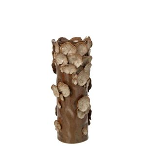 VASE MUSHROOMS CYLINDER STONEWARE BROWN/BEIGE SMALL