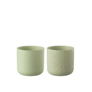 FLOWERPOT GEN CERAMIC PISTACHE MEDIUM ASSORTMENT OF 2