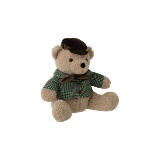 DOORSTOP BEAR CHECKERED POLYESTER BEIGE/GREEN