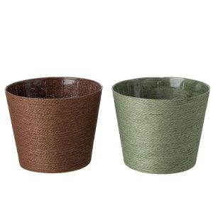 FLOWERPOT PAPER DARK GREEN/DARK BROWN EXTRA LARGE ASSORTMENT OF 2