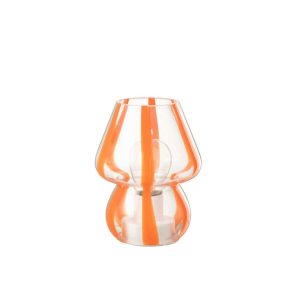 TABLE LAMP STRIPES GLASS TRANSPARENT/ORANGE SMALL