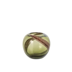 VASE GLASS OLIVE/DARK BROWN SMALL
