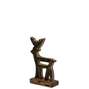 DEER ON BASE SHINY MANGO WOOD GREEN/NATURAL SMALL