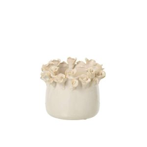 FLOWERPOT ROSES CERAMIC ECRU SMALL