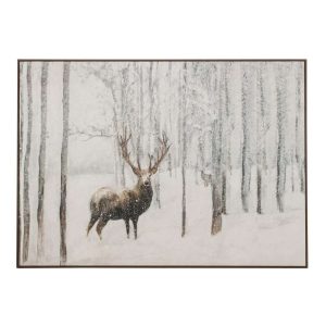 PAINTING DEER + SNOW MDF WHITE/BROWN