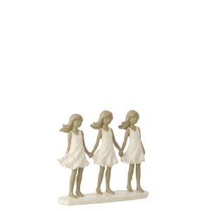 CHILDREN SISTERS POLYRESIN WHITE/GREY