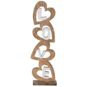 LOVE HEART MANGO WOOD NATURAL/WHITE LARGE