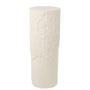 PEDESTAL ROCKY RELIEF POLYRESIN WHITE LARGE