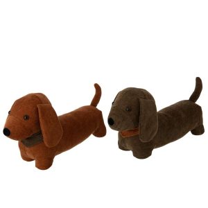 DOORSTOP DOG DACHSUND POLYESTER DARK BROWN/RUST BROWN ASSORTMENT OF 2