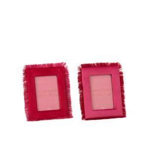 PHOTO FRAME FRINGES MDF BURGUNDY/FUCHSIA SMALL ASSORTMENT OF 2