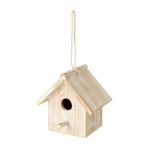 BIRDHOUSE WOOD OFF-WHITE SMALL