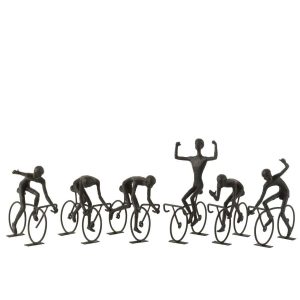 CYCLISTS POLY/METAL BLACK LARGE ASSORTMENT OF 6