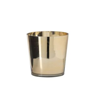 CANDLE HOLDER GLASS GOLD MEDIUM