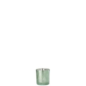TEALIGHT HOLDER TREE GLASS GREEN/SILVER