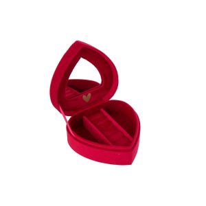 JEWELLERY BOX HEART VELVET CARMINE RED SMALL