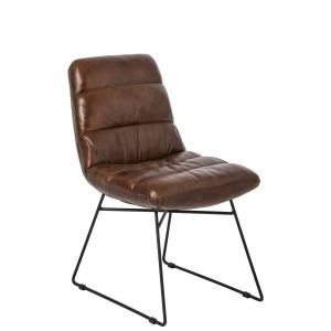 DINING CHAIR LEATHER BROWN