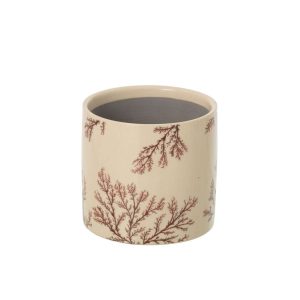FLOWERPOT BRANCH CERAMIC ECRU/BROWN MEDIUM