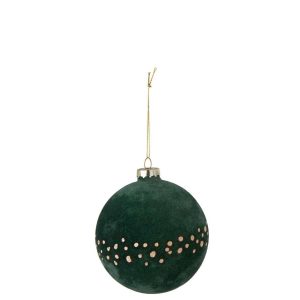 CHRISTMAS BAUBLE DOTS GLASS DARK GREEN/GOLD