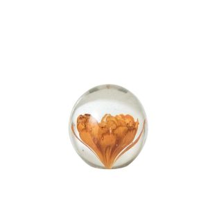 PAPERWEIGHT BALL FLOWERS GLASS BRONZE SMALL