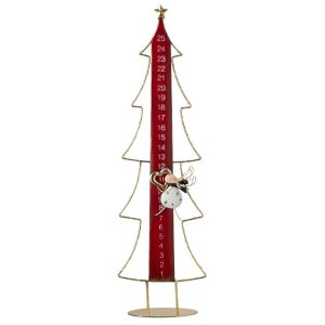 CHRISTMAS TREE LED ADVENT CALENDAR METAL CHRISTMAS RED/GOLD