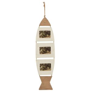 PHOTO FRAME HANGING FISH WOOD WHITE/BROWN LARGE
