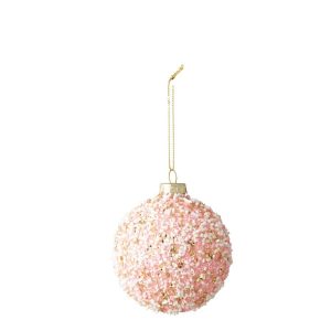 CHRISTMAS BAUBLE BEADS GLASS PINK