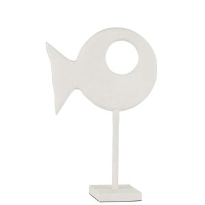 FIGURE FISH ON FOOT ALUMINIUM WHITE LARGE